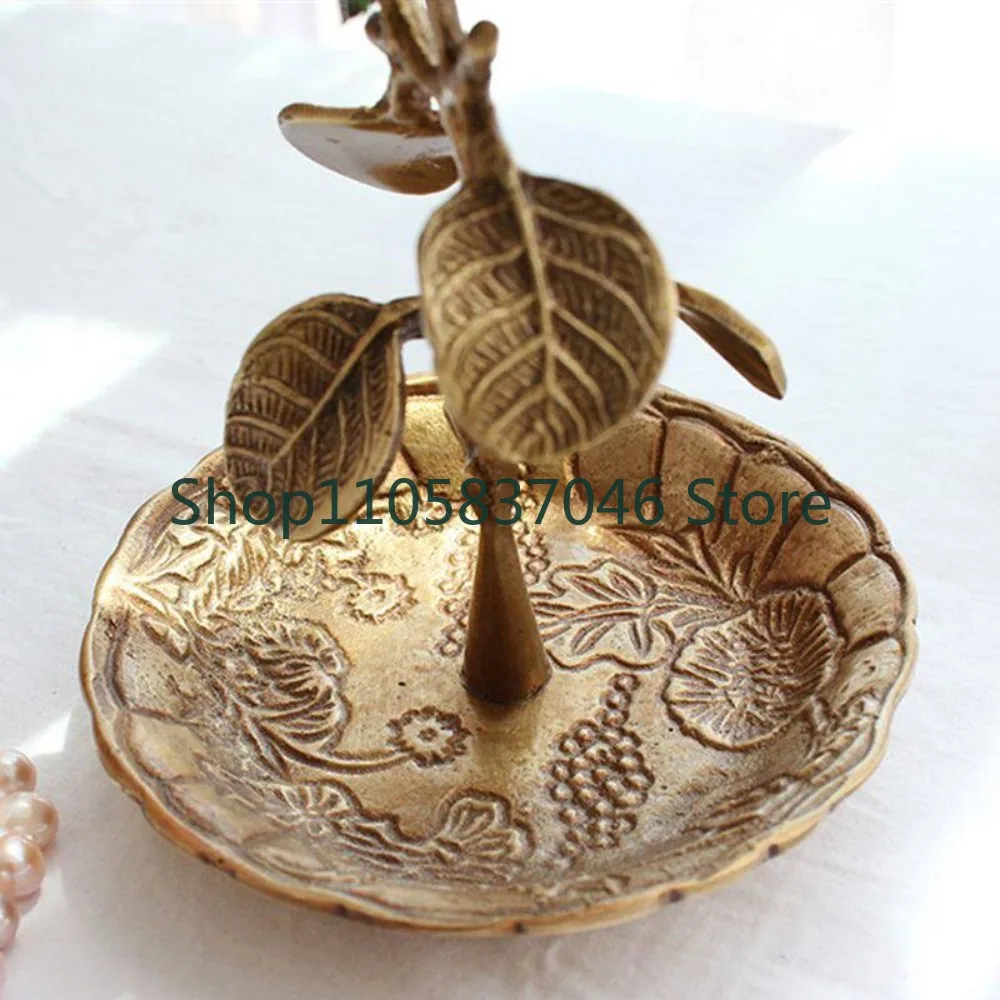 Yellow pure copper wealth tree necklace, ring, key storage tray, jewelry rack, decorative ornament