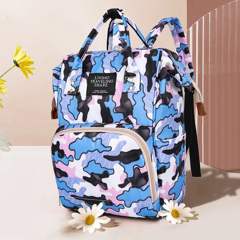 Mommy Bag Nylon Printed Fashion Multifunctional Mother and Baby Bag Walking Baby Travel Large Capacity Mom Bag