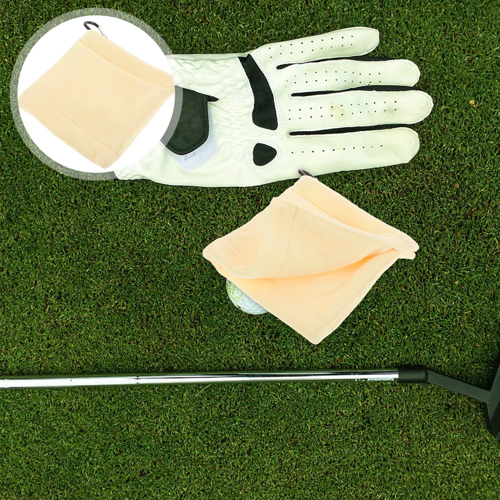 

High Absorbency Golf Towel 14x14 Light Yellow Microfibers Ultra Soft Portable Durable Golf Bag Accessories for Men Women