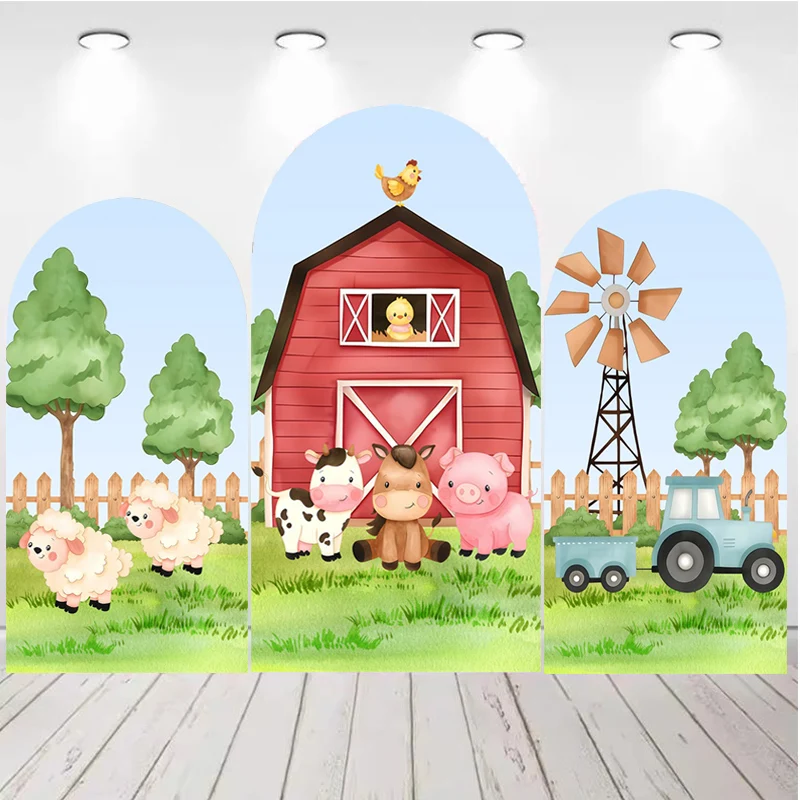 

Cartoon Farm Animal Photography Backdrops Barn Tractor Kids Birthday Baby Shower Children Portrait Celebration Decor Backgrounds