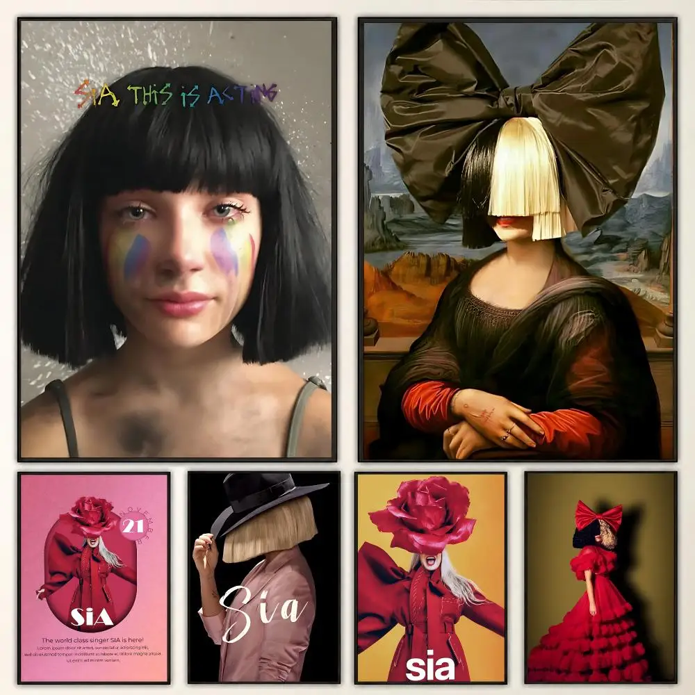 Sia Pop Singer Vocalist Music Album Stage Aesthetic Poster Aesthetic Art Print for Bedroom & Living Room Decor, Unframed