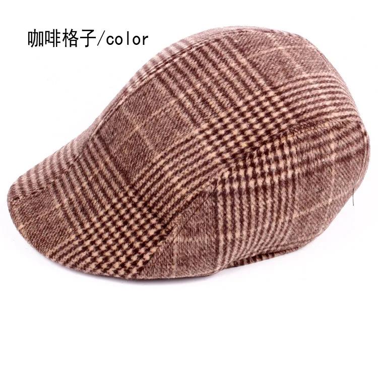 New Autumn Winter Plaid Cap Flecked Cotton Winter Warm Beret Director's Hat Cotton Women Men Elderly Hat Outdoor M552