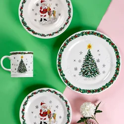 Creative Christmas Ceramic Plate Tableware Luxury Restaurant Steak Pasta Plates Home Delicious Dishes Soup Plate Exquisite Mugs