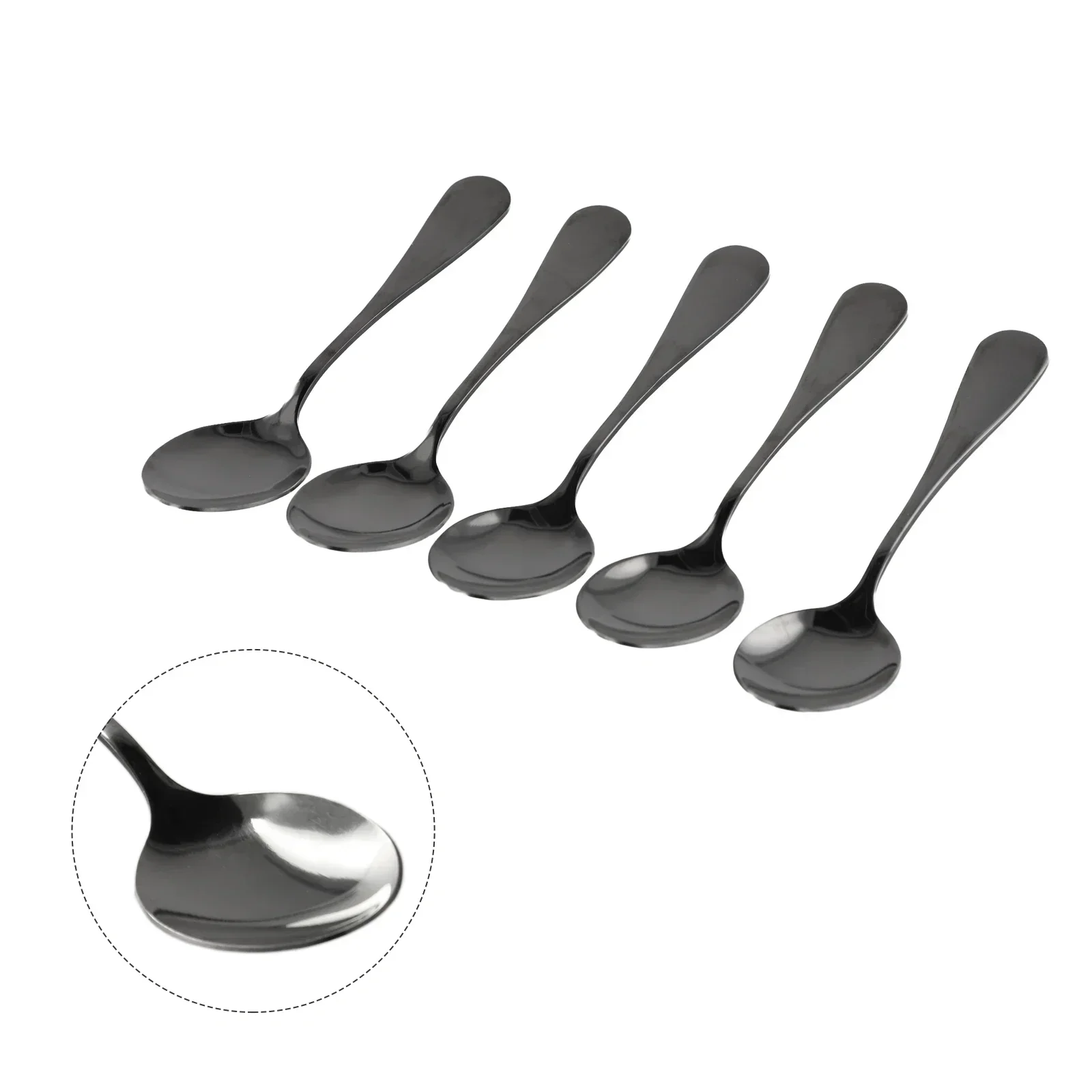 Colheres De Chá De Aço Inoxidável, Pacote De Colheres De Chá, Conjunto De Restaurantes, Café Preto, Sorvete, Novo, 5Pcs