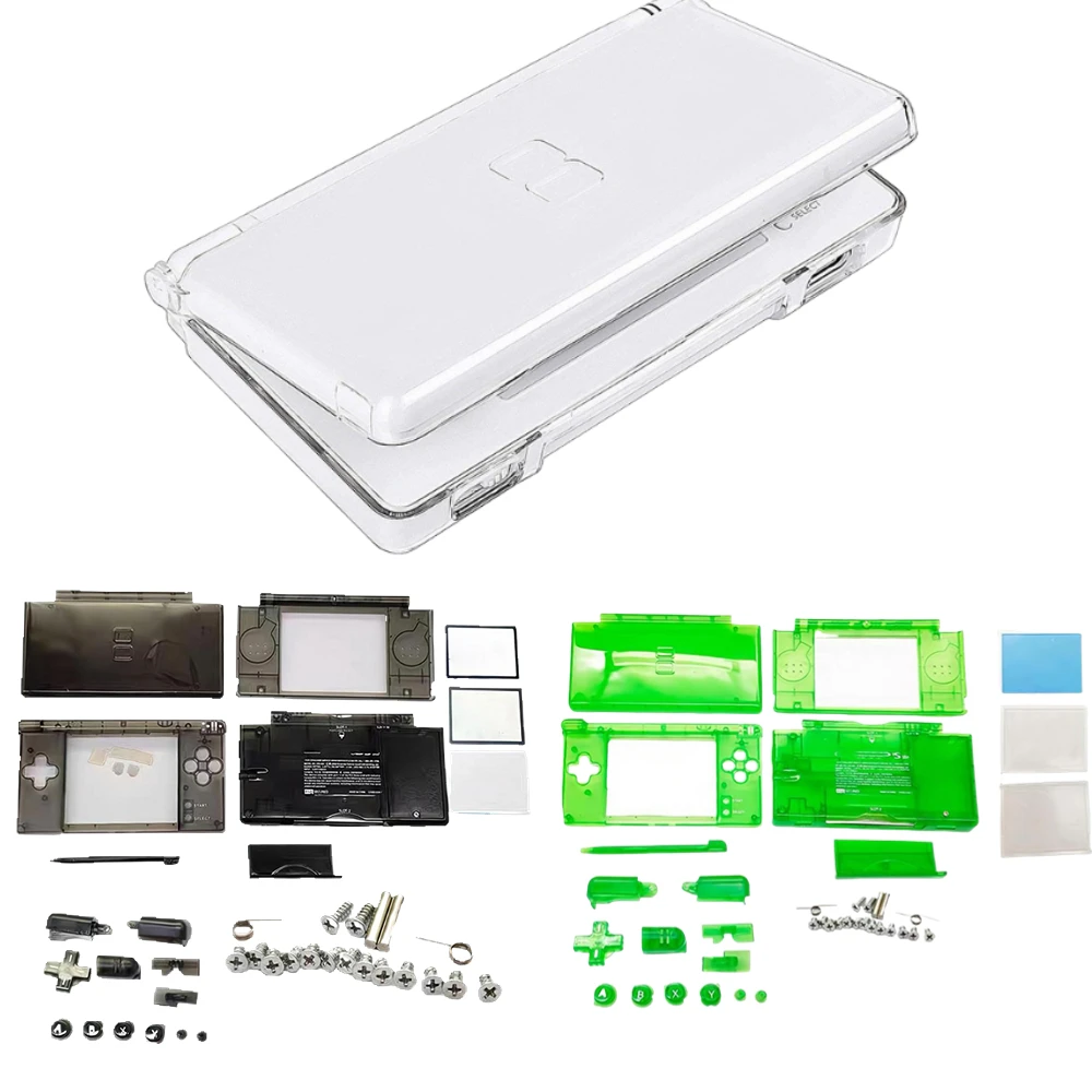 

Сменный корпус для Nintendo DS Lite, прозрачный полный комплект корпуса с кнопками, винтами и комплектом линз для NDSL DIY Kit