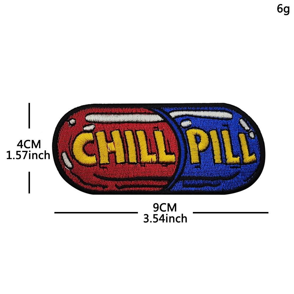 Picture 7: 'CHILL PILL' Delicate Embroidery Patches, Creative Decorative Patch, Hook and Loop Seals Badge, Sewing Supplies