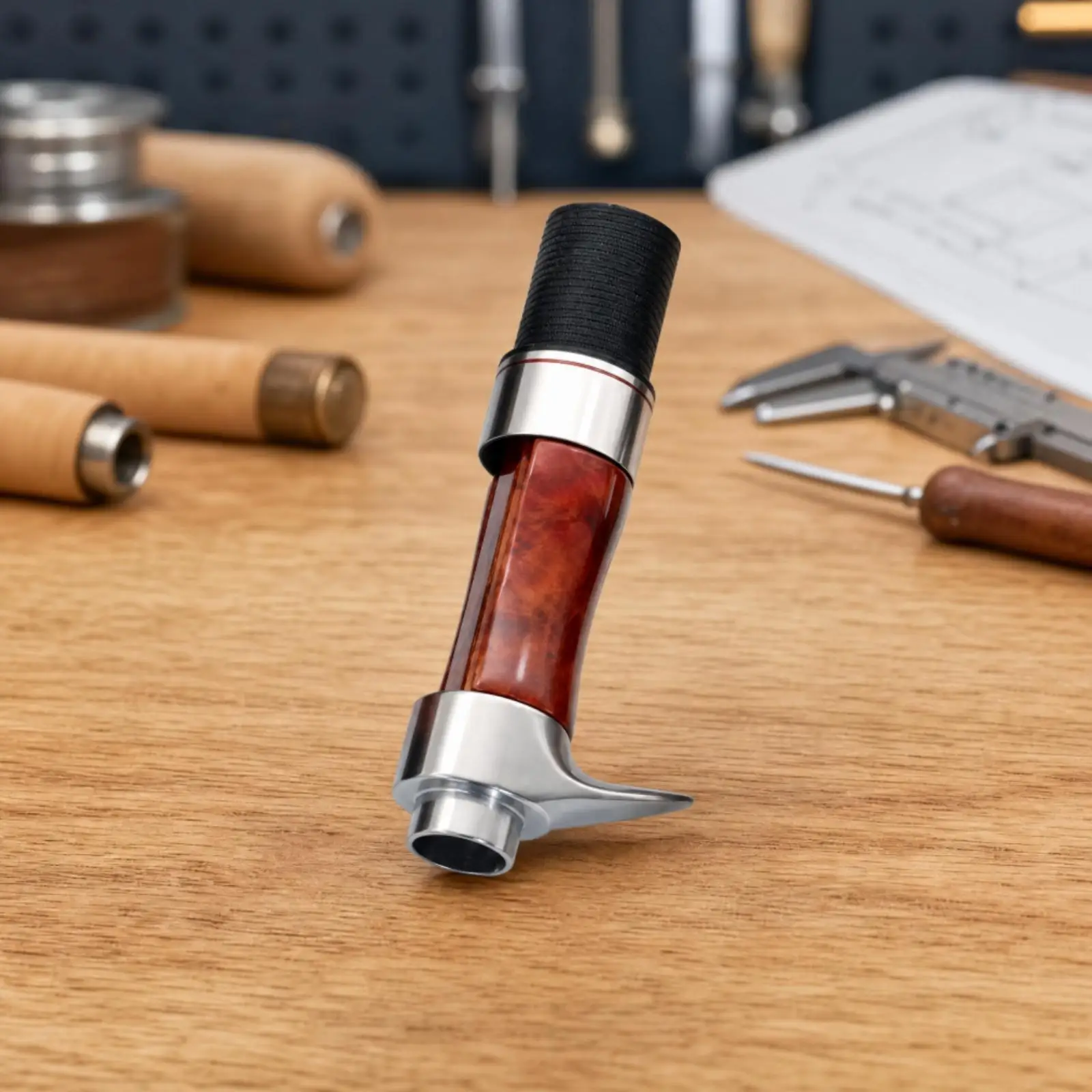Micro Fishing Rod Reel Seat Replacement Threaded Reel Seat with Wooden Handle Compact