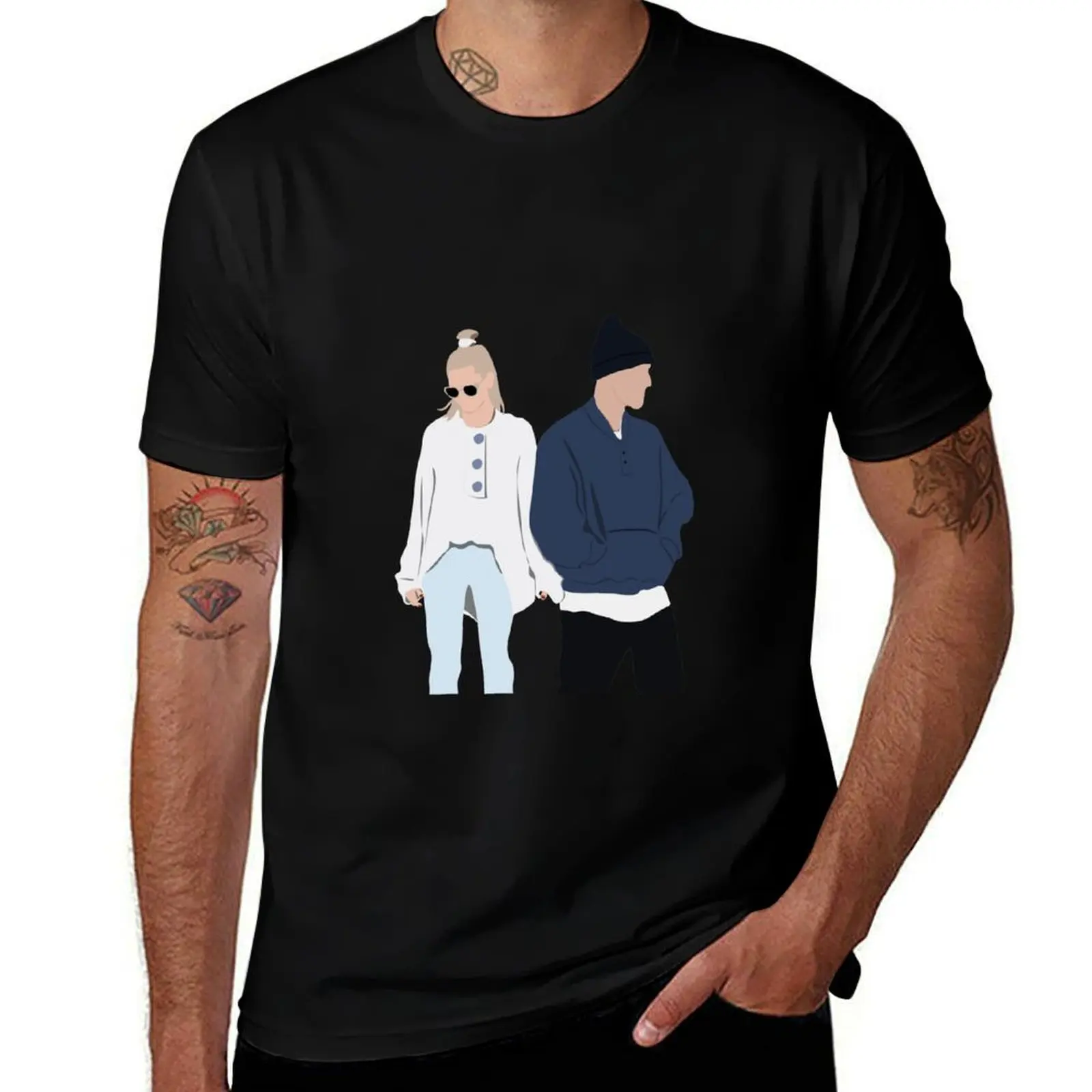 Justin x Hailey T-Shirt Casual Basic Short Sleeve T-Shirt