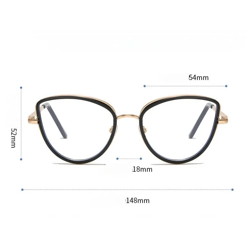 Blaulicht blockierende Computerbrille, koreanisches Katzenauge, trendige Metallbrille, UV400, für Damen und Herren – Detail 6