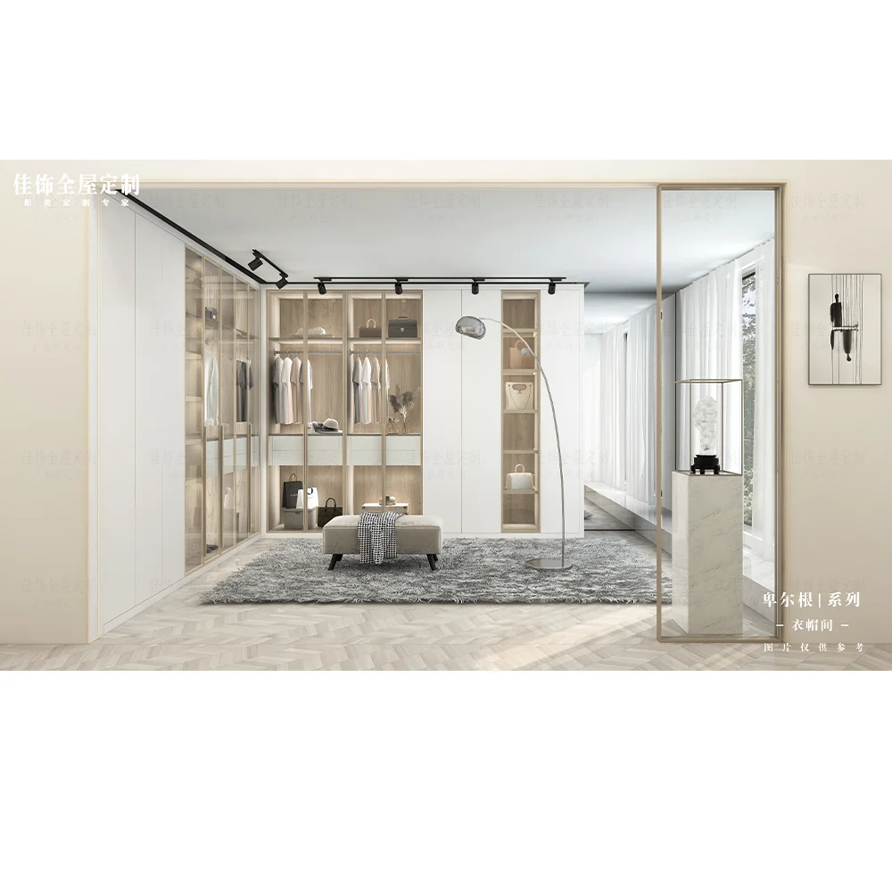 خزائن خشبية مخصصة الحديثة المشي في خزانة أثاث غرفة نوم خزانة خشبية وحدات #5