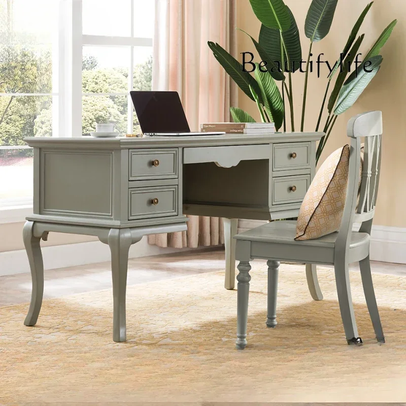 

American rural pastoral style writing desk old office tables and chairs matching desktop work computer