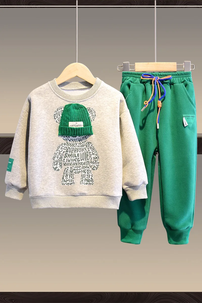 

Baby Girls Boys Contrast 3D Sweatshirt+Drawstring Sweatpant Sets Child Tracksuit School Kids 2 Pieces Jogging Outfit 1-13 Years