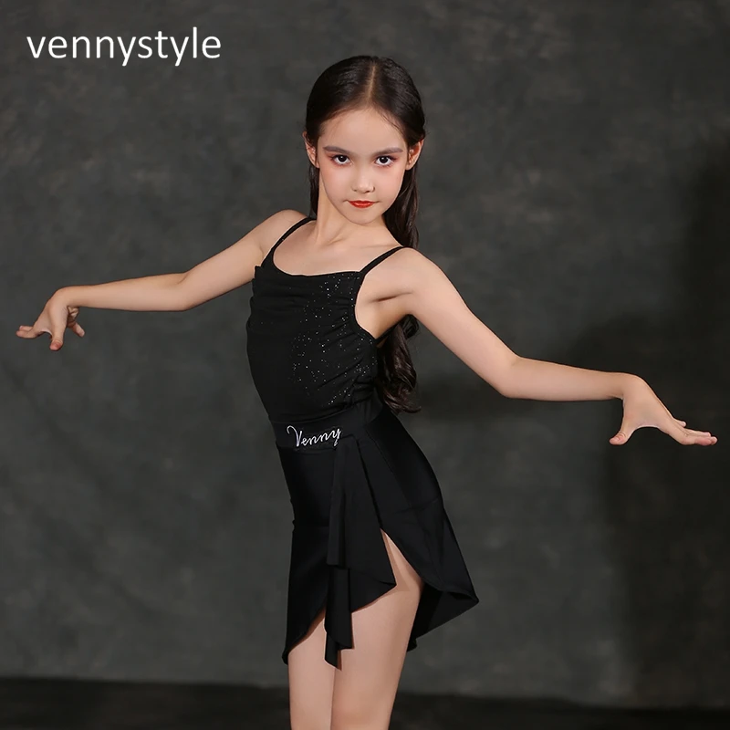 Venny Kids Latin Dance Slip Dress Cha Cha Samba Rumba Professional Performance Costume Girls Latin Dance Competition Dress