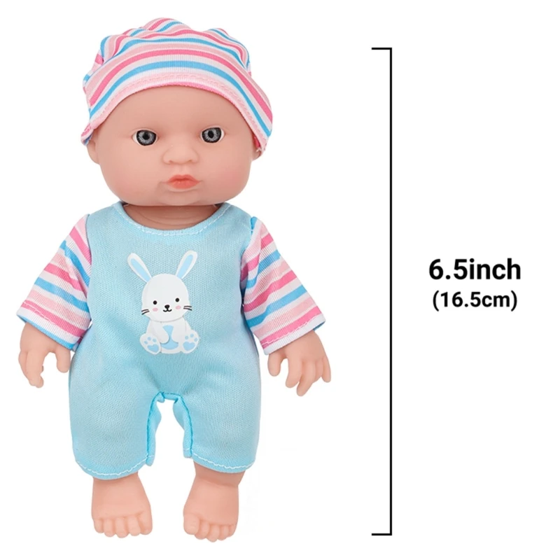 Muñeca caucásica 6,5 pulgadas para niños pequeños, juguete juego para padres con vida juguete educativo para