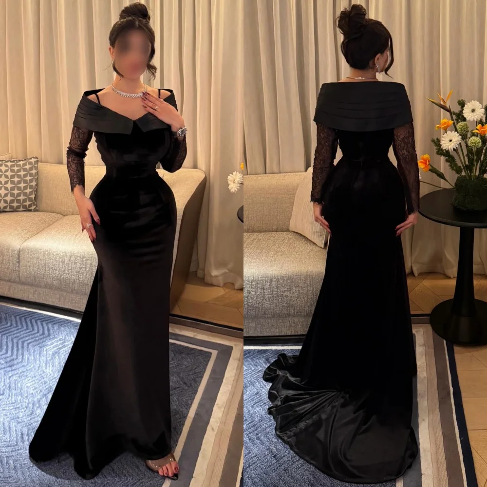 

Customized Fashion Classic Jersey Ruched Pleat Mermaid Off-the-shoulder Long Dresses Bespoke Occasion Dresses Matching Elegant