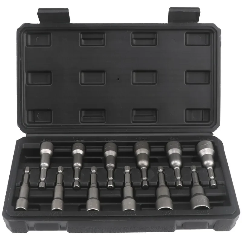 

Magnetic sleeve head set, wind batch sleeve head with strong magnetic strong hexagonal sleeve 12 heads boxed