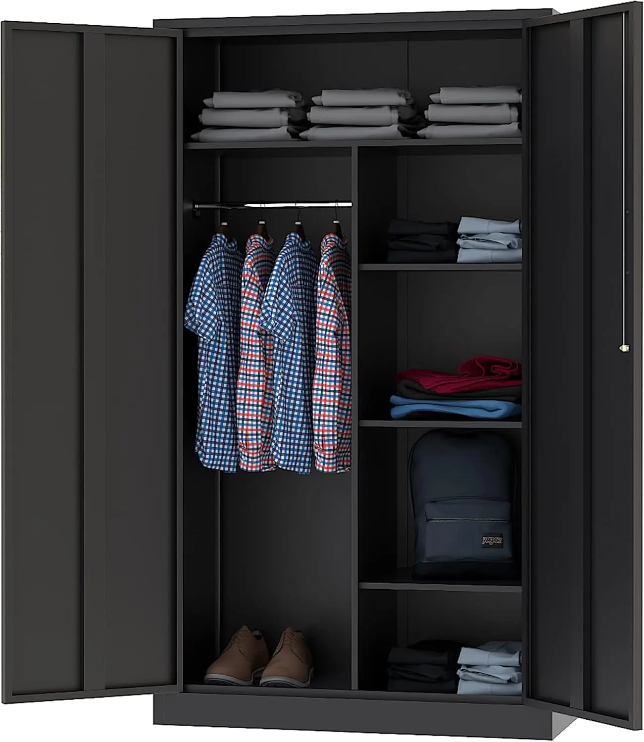 Metal Storage Cabinets Locker with Lock Door, 72'' Clothing Coat Steel Storage Freestanding Wardrobe for Office, Home, School