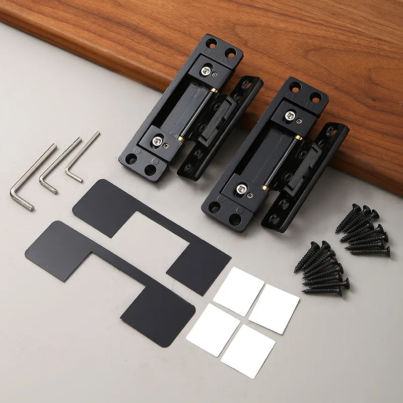 Dobradiça bidimensional oculta, porta invisível ajustável, liga de zinco, porta ecológica, dobradiça cruzada, 1 peça