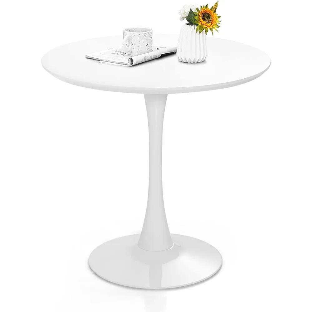 

Круглый обеденный стол 32 дюйма, белый, современный, на центральной опоре, для четырех человек, в стиле середины века, для кухни, кафе, гостиной, столовой