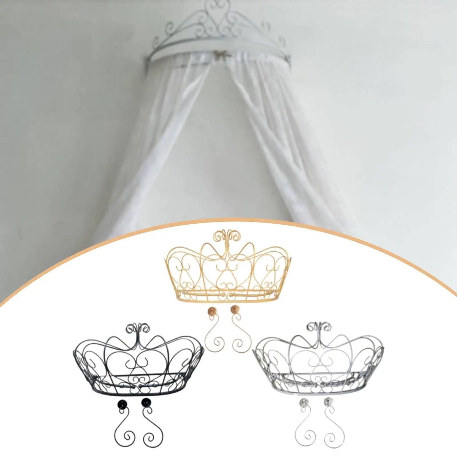 Crown Bed Canopy Frame Romantic Curtain Holder Room Decor Wall Mount Cute Sturdy Decorative Princess Bed Canopy Stand for Girls