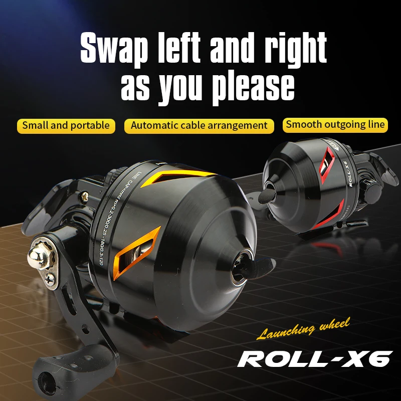 ROLLFISH Slingshot Fishing Reel Saltwater Freshwater Metal Closed Body Outdoor Fishing Shooting Wheel Gear Ratio 3.9:1 Max 8KG
