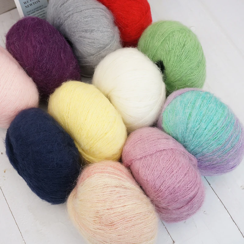 

6PCS Design and color: dyed mohair wool, medium fine crochet, shawl, scarf thread, matched with fine thread, wool, hand knit