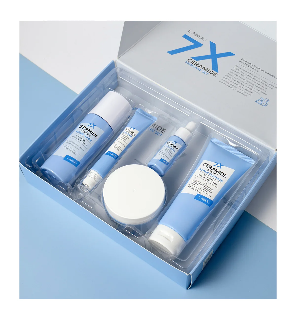 

LAIKOU Ceramide 5 Piece Skincare Set, Skin Barrier Repair Face Care Kit, Hydrating Moisturizing Gift Box Value Set