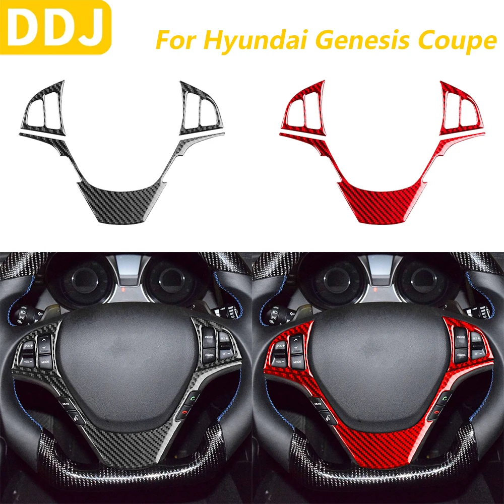 

For Hyundai Genesis Coupe 2013-2016 Carbon Fiber Steering Wheel Button Panel Set Trim Cover Car Accessories Decoration Sticker