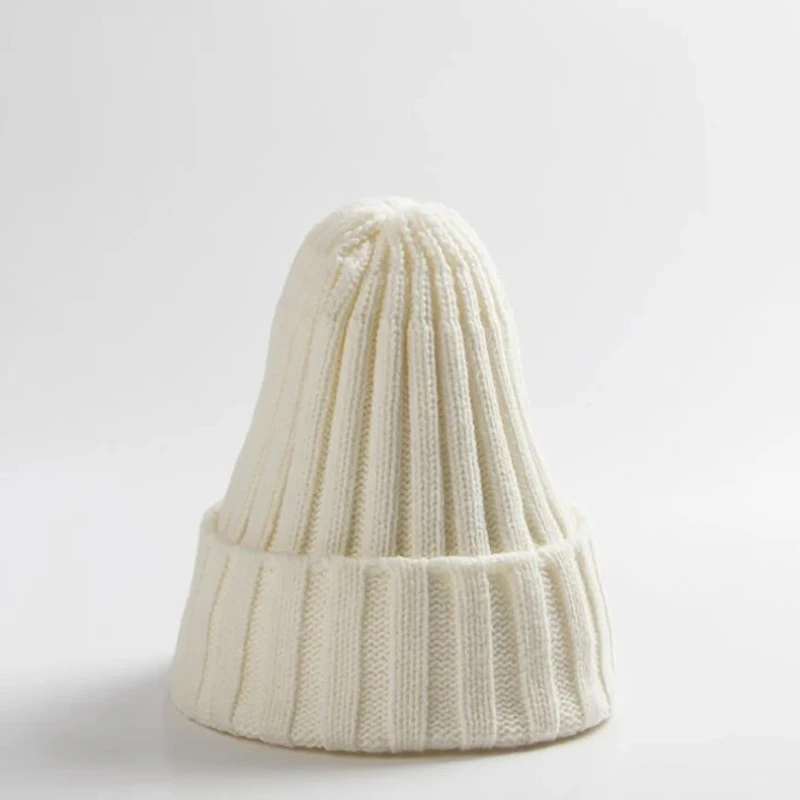 Gorro tejido de invierno para mujer, gorro acrílico Unisex, gorro elástico cálido de Hip Hop, gorro holgado suave, venta al por mayor