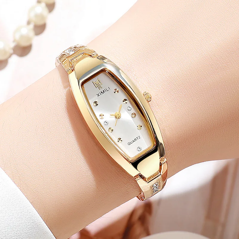 Women's Elegant Oval Diamond Watch Fashion Quartz Wristwatch for Ladies Female Watches Casual Daily Wear Girl Gifts Student