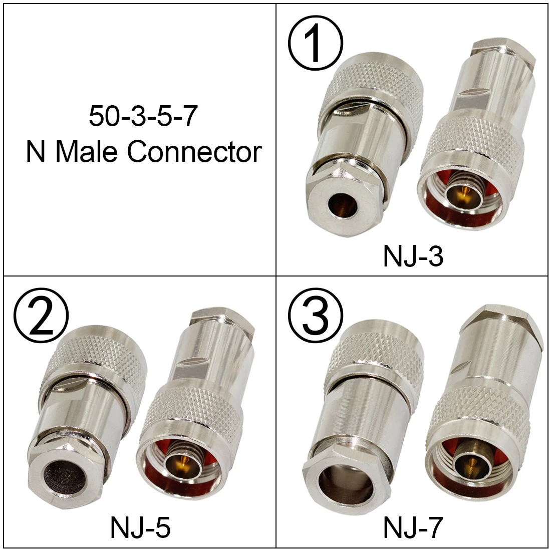 1pc 50-3-5-7 N Type Male Jack RF Coax Connector Clamp Cable Straight Nickelplated NEW Wholesale for WIFI