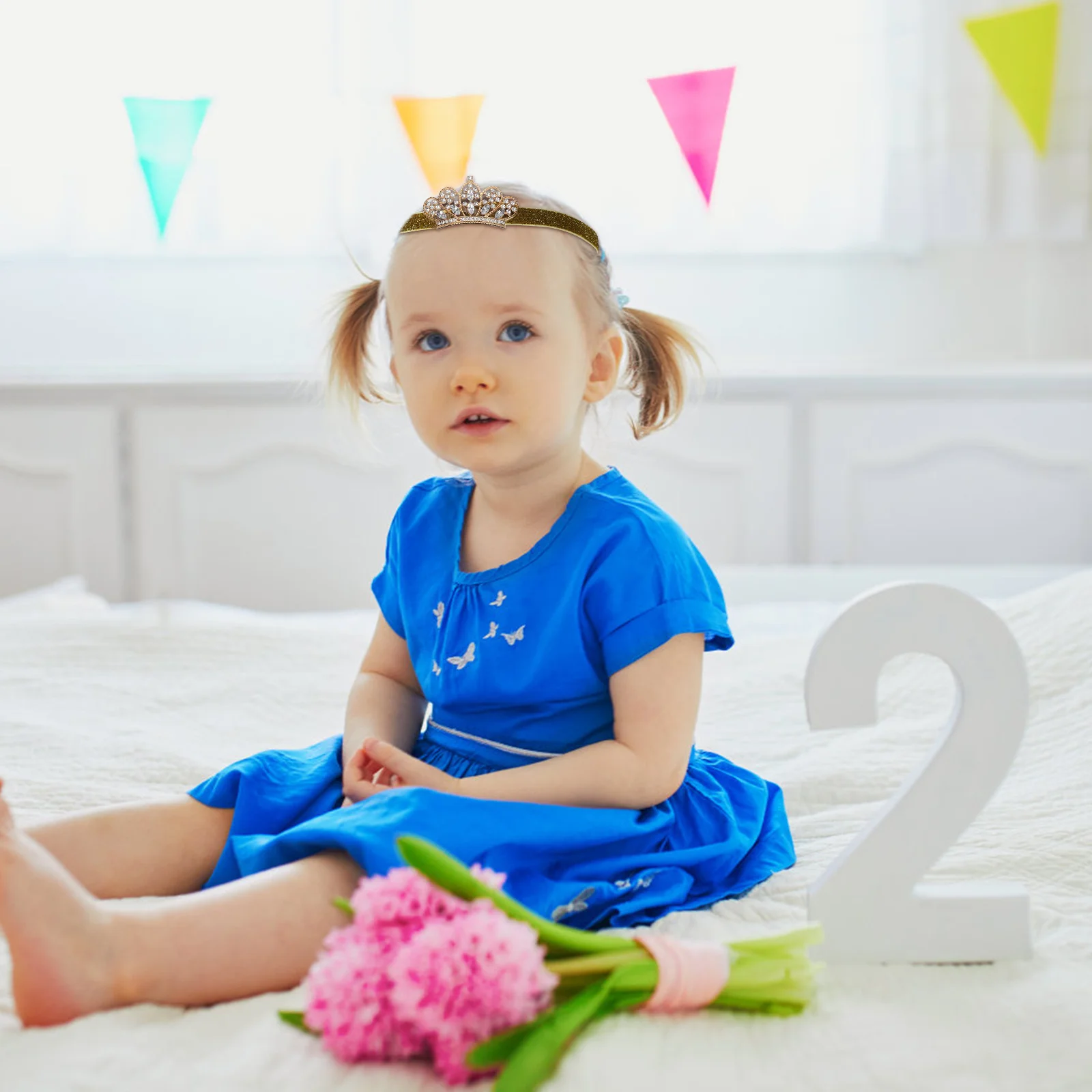 

2Pcs Crown Headband Soft Fabric Comfortable Hair Accessory Holiday Photo Headdress