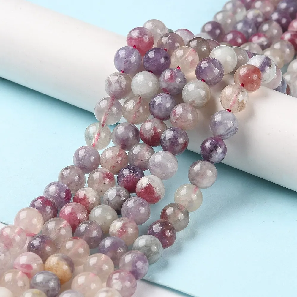 2 Strands Natural Cherry Blossom Tourmaline Round Beads, 6mm 8mm 10mm Sizes for DIY Necklace Bracelet Earring Jewelry Making
