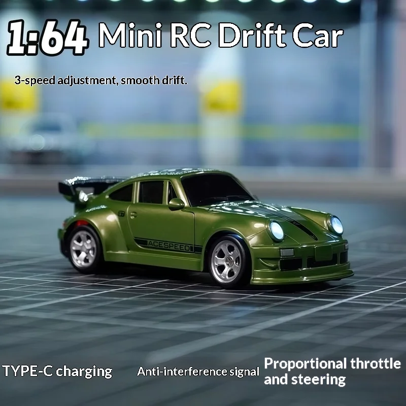 Novo quente 1/64 rc carro de controle remoto desktop brinquedo dublê controle remoto deriva carro rc mini corrida 2.4g simulação brinquedo modelo gif