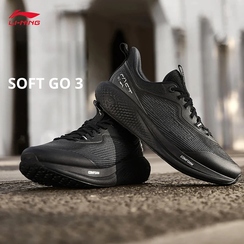

Мужские легкие и удобные городские кроссовки LI-NING SOFT GO 3 с мягкой толстой подошвой, спортивные повседневные туфли AGLW001