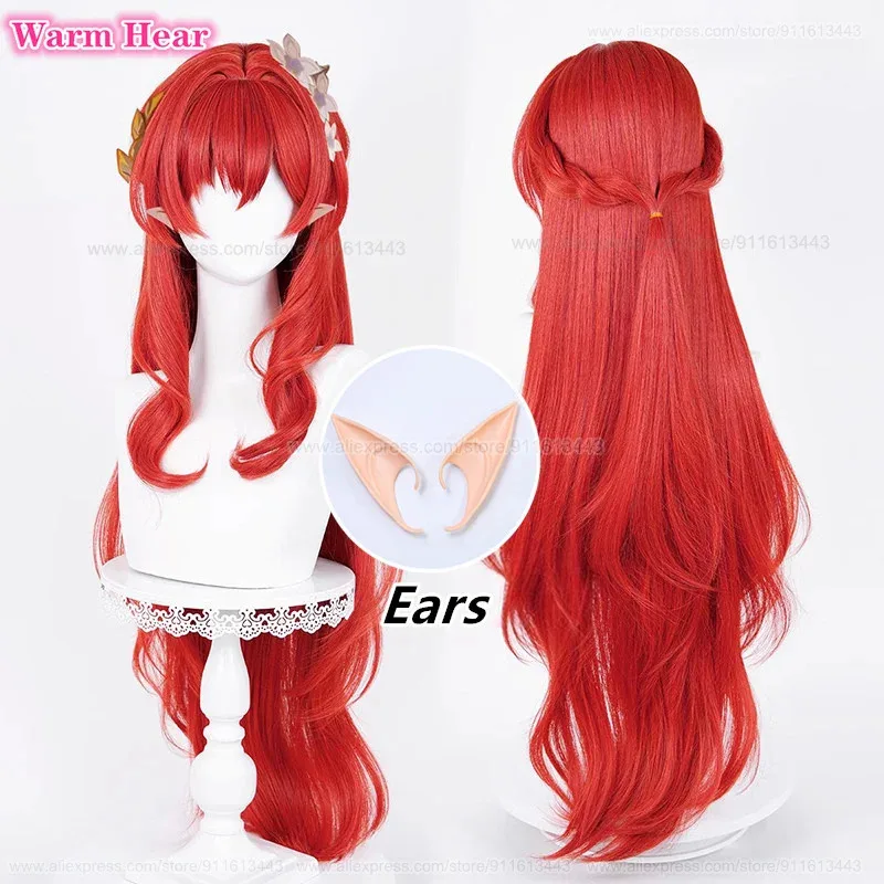 새로운! 게임 HSR Tribios Tribbie 합성 롱 98cm 따뜻한 빨간색 브레이드 가발 내열성 헤어 할로윈 파티 코스프레 애니메이션 가발