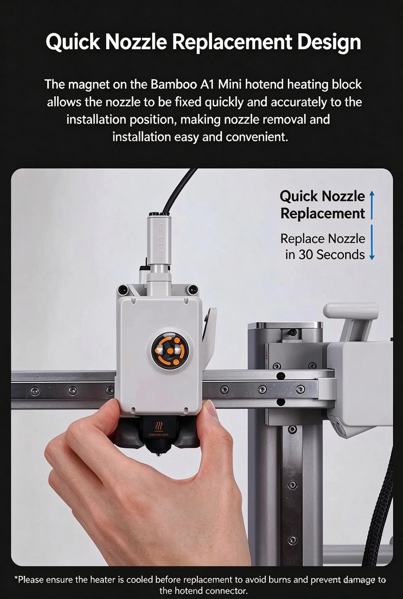 2er-Pack Hotend-Kit, 0,4-mm-Düse aus gehärtetem Stahl, Hochtemperatur-Ersatz für den Extruder des A1-/A1 Mini-3D-Druckers. – Detail 2