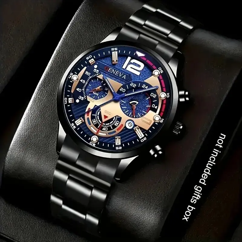 3-piece men's quartz watch set with different dials, the perfect gift for brothers, colleagues, and family