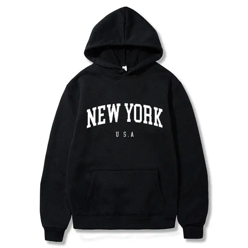 US Men and Women City Hoodies Letter Printed Graphic Sweatshirts Loose Casual Pullover Harajuku Hooded Sportwear New YorkFashion