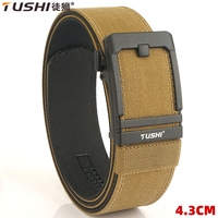 TUSHI New 4.3cm Hard Gun Belt for Men and Women Alloy Automatic Buckle Tactical Outdoor Belt 1100D Nylon Military IPSC Belt Male