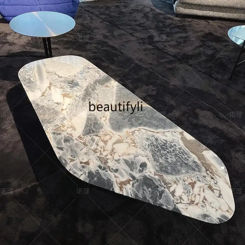 Natural marble Italian modern minimalist ocean storm luxury stone high-end special-shaped coffee table