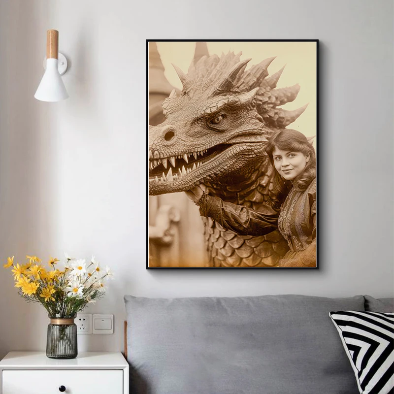 Cthulhu Moody Nun Taking A Break Satanic Dragon Poster Vintage Goth Style Canvas Painting Wall Art Picture for Room Office Decor