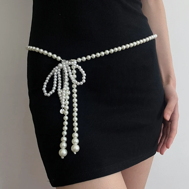 

Lady Pearl Waist Chain for Banquets Woman Skirt Dress Body Pearl Waist Chain