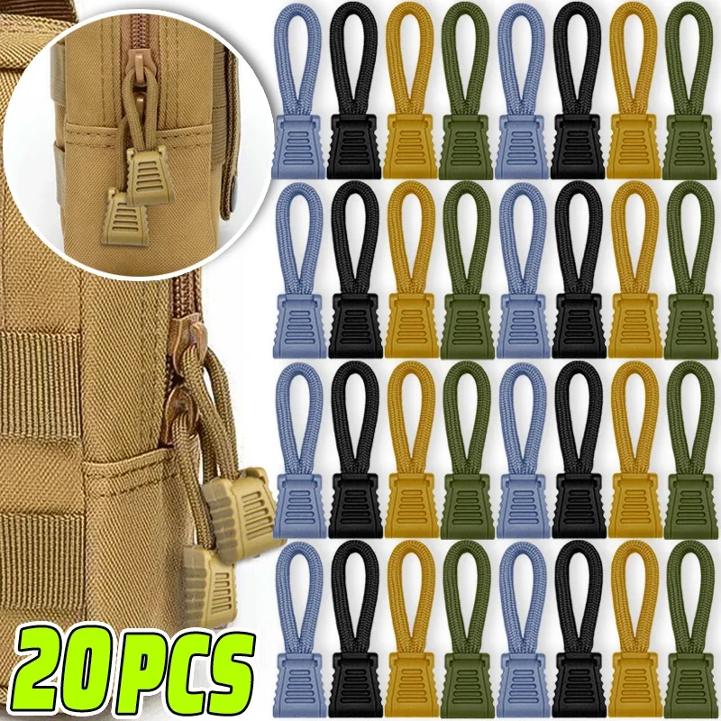 5/20pcs Replacement Clip Zipper Pull Puller End Fit Rope Tag Fixer Zip Cord Tab Buckle Travel Bag Suitcase Backpack Outdoor Tool