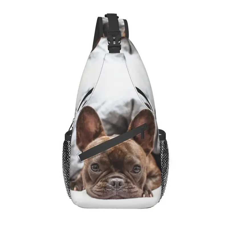 Custom French Bulldog Sling Bag for Men Cool Frenchie Dog Lover Shoulder Chest Crossbody Backpack Traveling Daypack