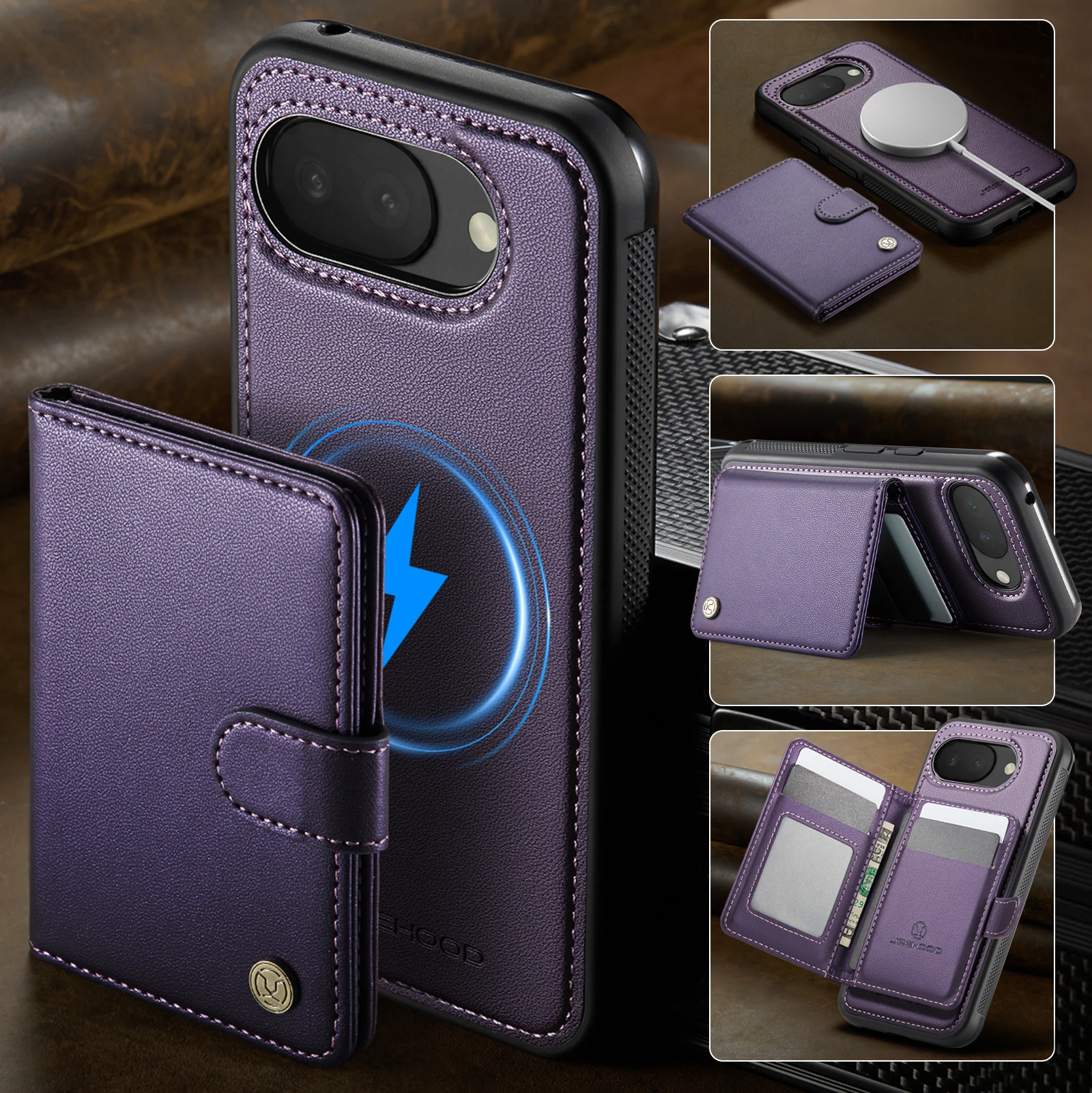 

2 in 1 Detachable Business Magnetic Cards Solt Wallet Case For Google Pixel 10 Pro XL 9A 9 8 8A 7A Comfortable Grip Stand Cover