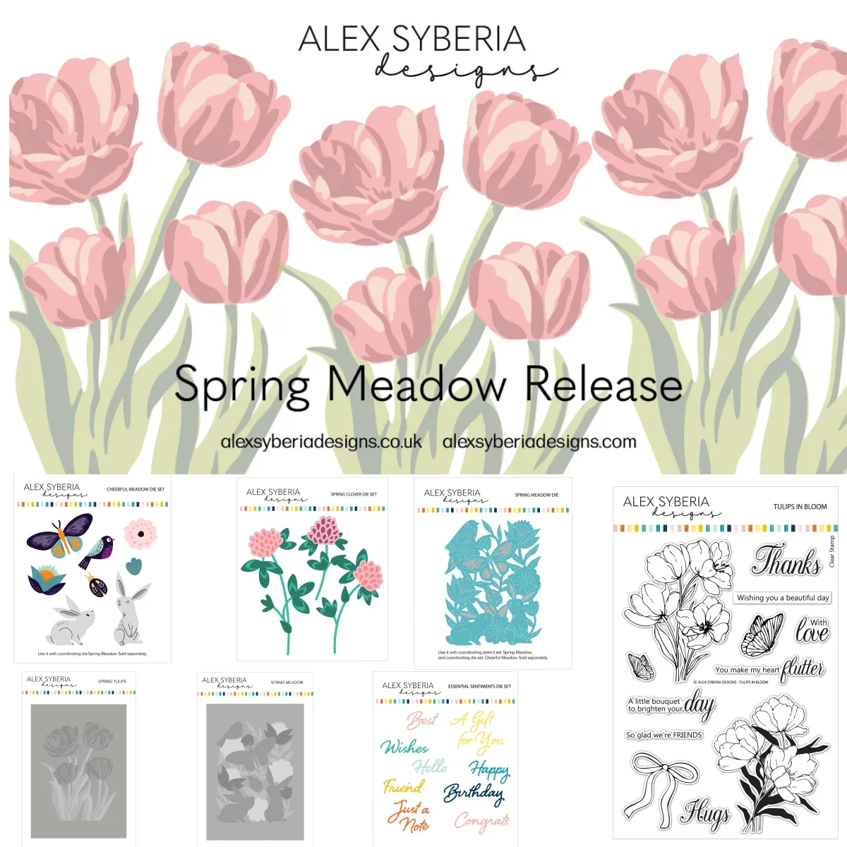 

2025 Spring Clover Tulips Butterfly Bloom Metal Cutting Dies Clear Stamps Stencils for DIY Making Card Scrapbook Craft Template