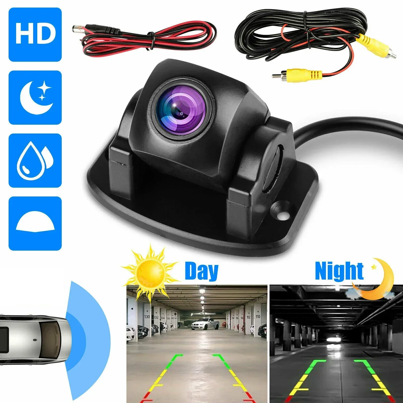 QueenDer Car Backup Camera, Rear View Reverse Camera Universal for Pickup Truck Car SUV Perfect Angle Night Vision Waterproof