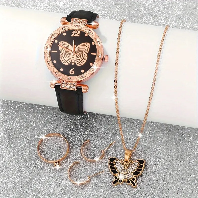 Fashion Butterfly Rhinestone Quartz Wristwatch Ladies Casual Simple Watches Relogio Feminino