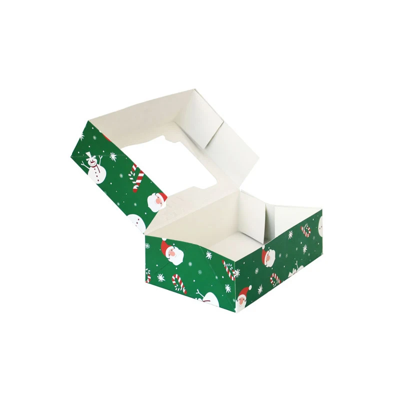 Christmas Cookie Boxes Doughnut Gift Boxes Bakery Box with Clear Window,Green and Red Holiday Designs with Xmas Ribbons for Gift